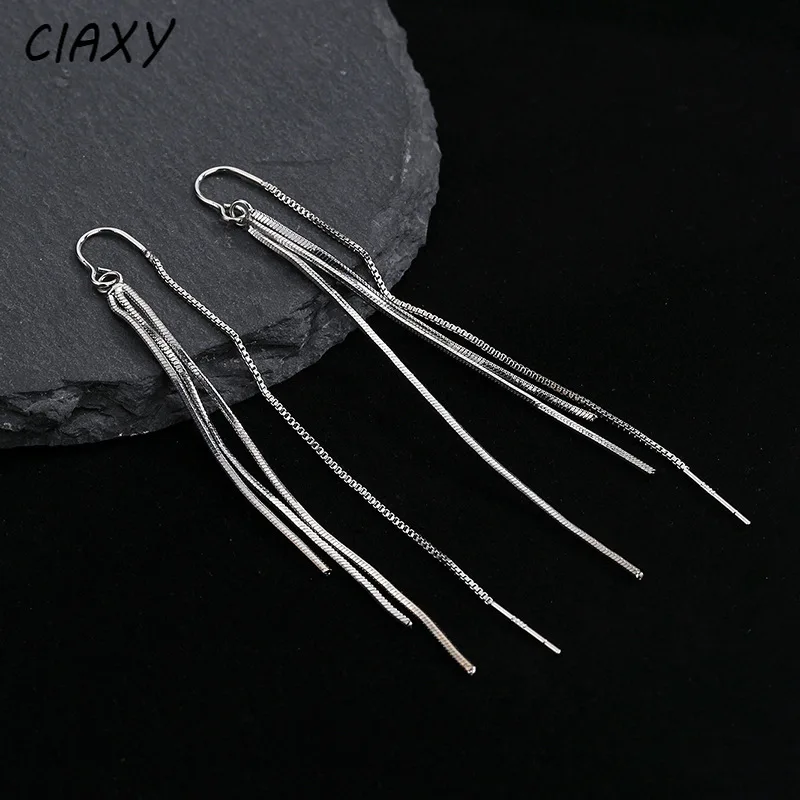 CIAXY Silver Color U-shaped Long Tassel Ear Line Earrings for Women Temperament Snake Bone Chains Jewelry aretes de mujer