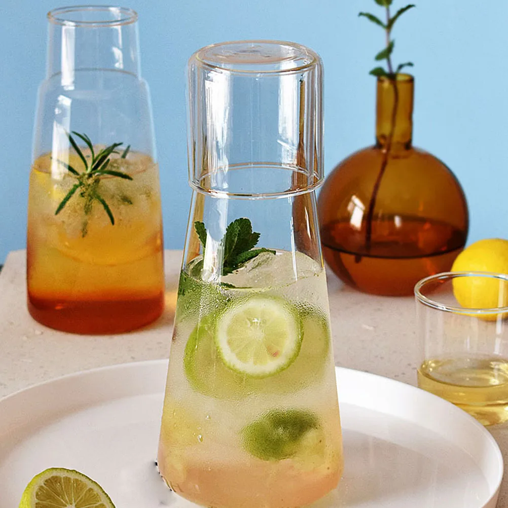 

Glass Water Kettle Set Transparent Premium Cold Water Jug for Home Beverage Storage with Cup Multi-Function Glass Bottle Desktop