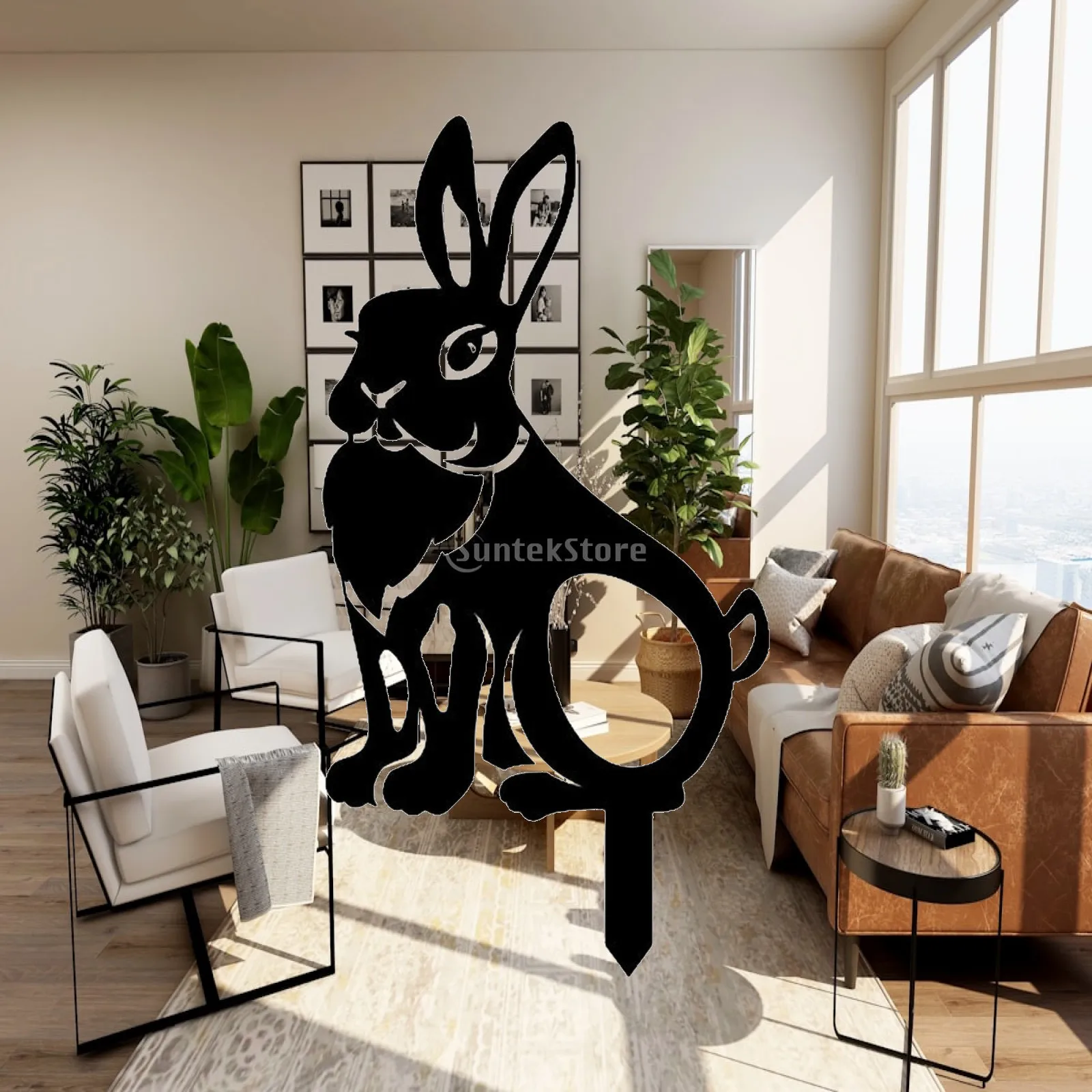 Acrylic Bunny Silhouette Stake Decorative Statues for Outdoor Garden Yard Holiday Decor