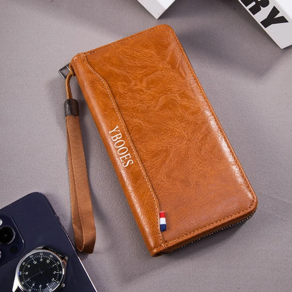 

Fashion Long Purse Men's Long Wallet Casual PU Leather Clutch Wallet Multifunction Large Cash Purse Bag Business