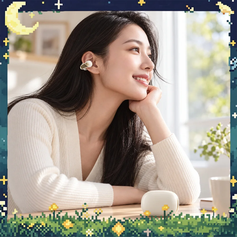 Newmine C9 Open-Ear Clip Wireless Earbuds, Bluetooth 6.0, 360° Spatial Audio, IPX3 Water Resistant, C-Shaped Comfort Fit