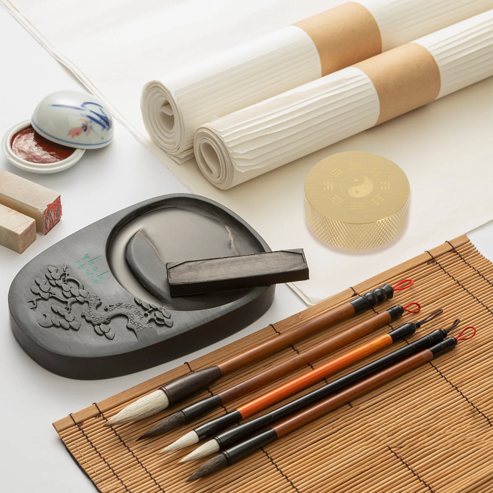 

Round Copper Paperweight Smooth Finish For Calligraphy Practice Desktop Decor Vintage Office Study Room Decoration Art