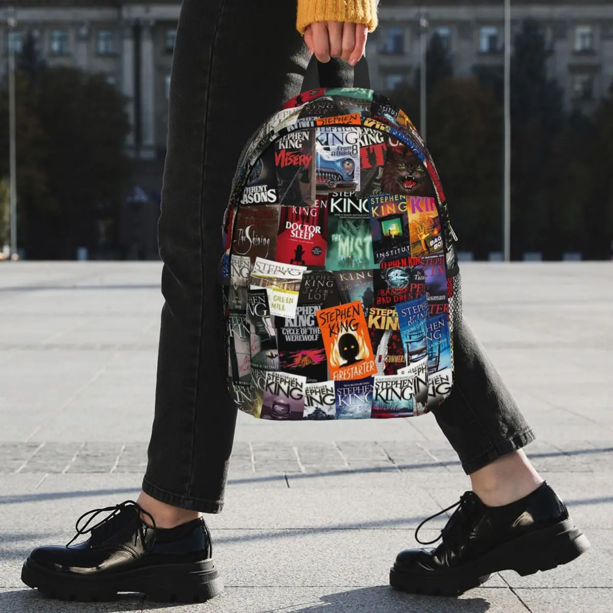 Stephen King Book Covers, Horror Bookworm Backpack Student BookBag Men Women School Bag Laptop Shoulder Bags
