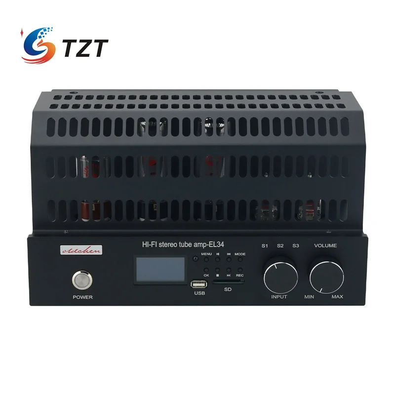 TZT EL34 Single-ended Class A Vacuum Tube Amplifier Bluetooth USB Lossless Electronic Tube Amplifier