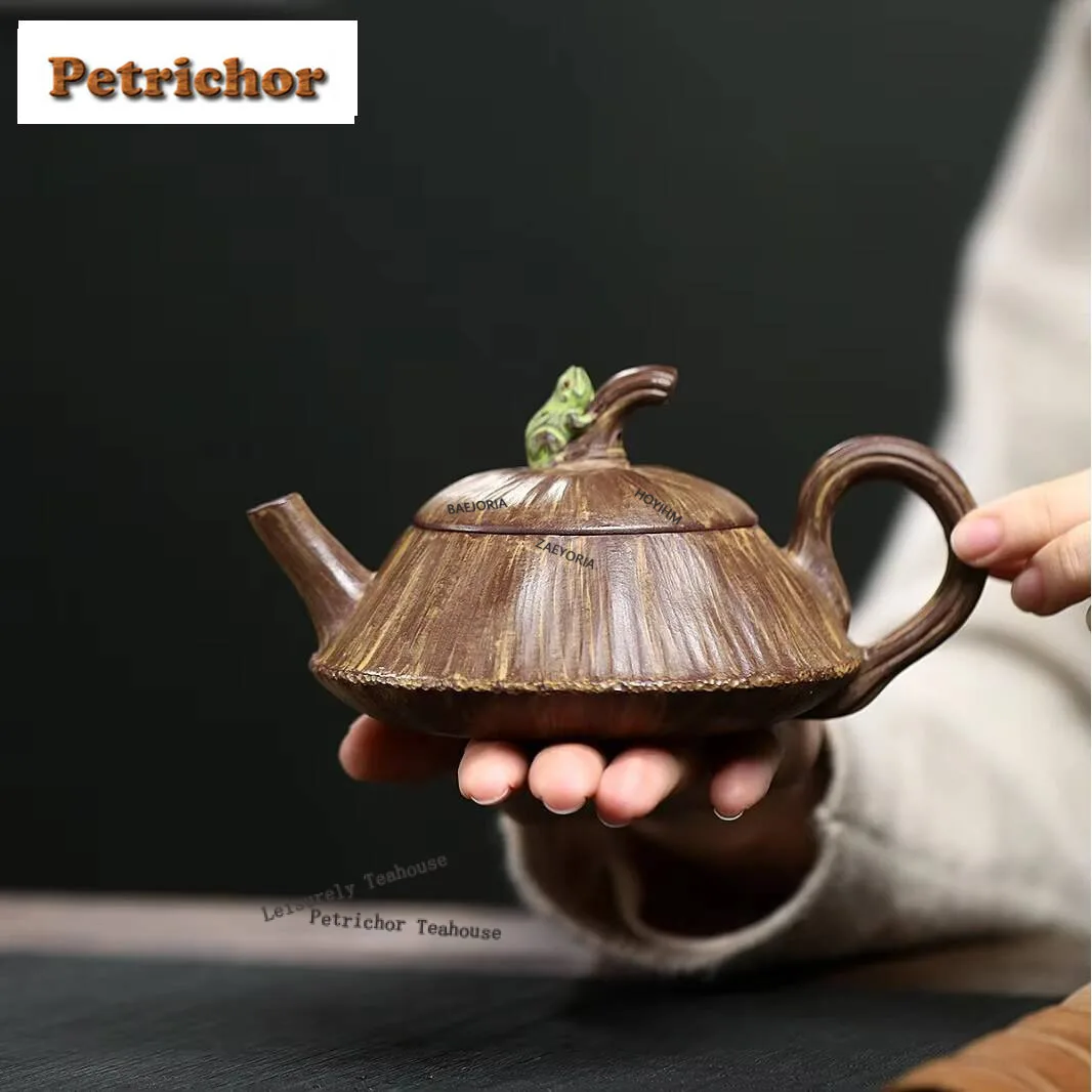 240Ml Authentic Yixing Purple Clay Teapots Handmade Frog Fun Lotus Seed Pot Raw Ore Mud Kettle With Filter Zisha Tea Set - view 2