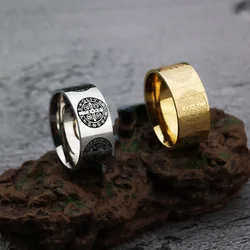 Catholic Saint Benedict Rings For Men Stainless Steel San Benito Exorcism Cross Anel Masculino Religious Jewlelry