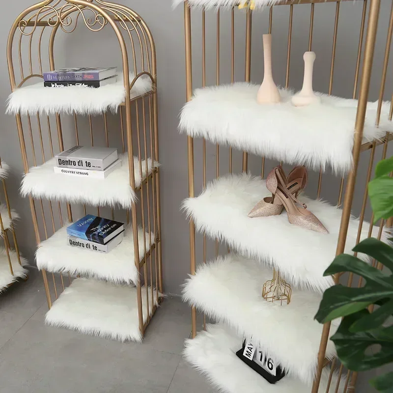 Sheepskin Fur Rugs for Photography, Soft Plush Carpets for Display, Dressing Table, Chair Cover, Shaggy Fluffy White Rug, Home D