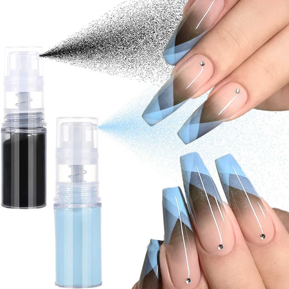 

2pc Black Blue Neon Gradient Spray Nail Dipping Powder 12Style 10g*2 Ombre Spray Nail Art Pastel Pigment Modeling Gradual Powder