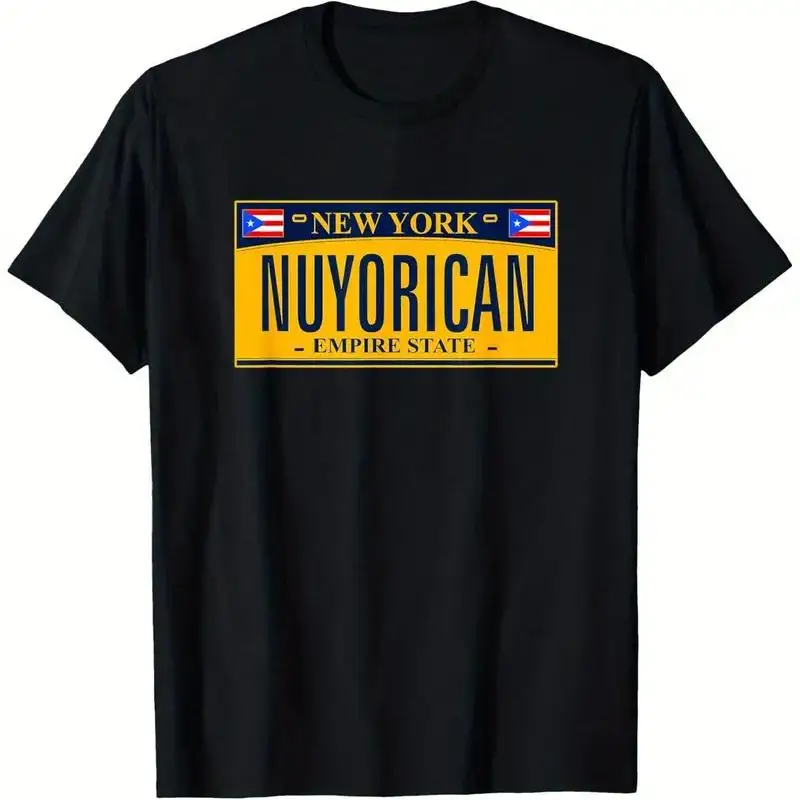 New York Nuyorican License Plate  T shirt Puerto Rican Flag Design 100