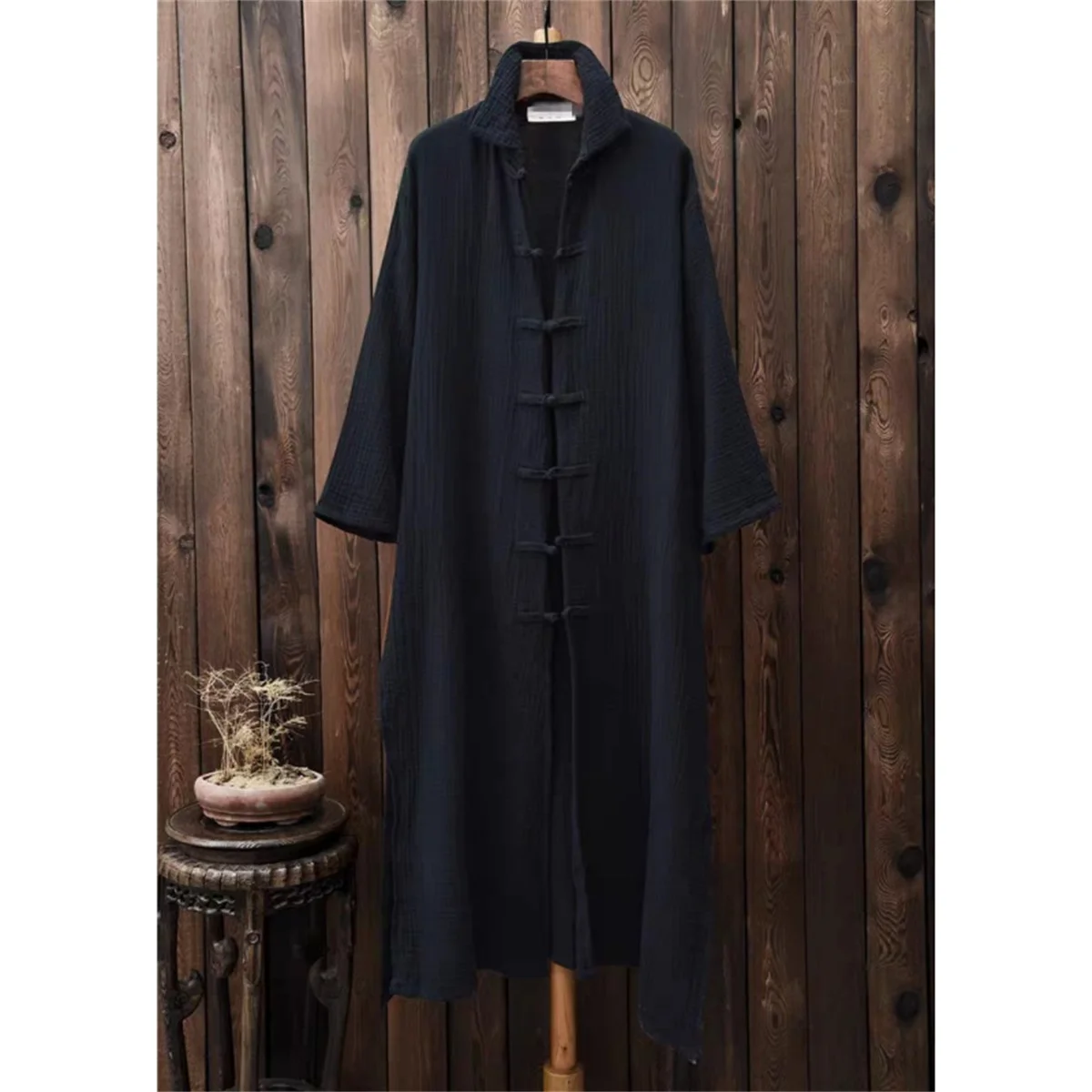 Abito Lungo in Cotone e Lino Stile Cinese, Vestito Estivo Casual da Donna, Taglia Grande, Tinta Unita, Cardigan Vintage a Maniche Lunghe