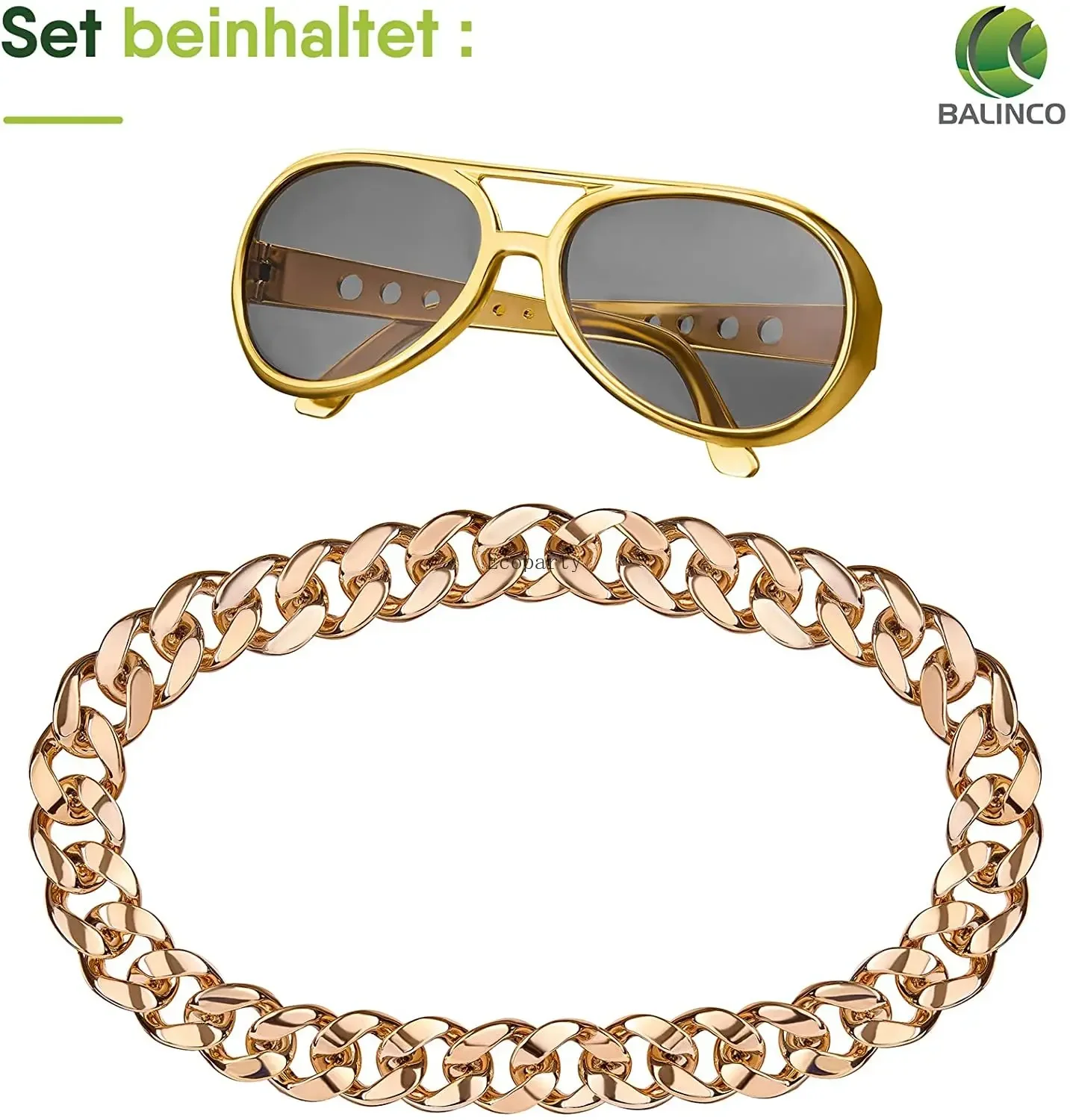 Impreza Halloweenowa, fantazyjny zestaw z lat 80., 2 sztuki: wyrazisty łańcuch gangsterski i okulary złote, śmieszny kostium, akcesoria z brzydkiego smaku, akcesoria anime.