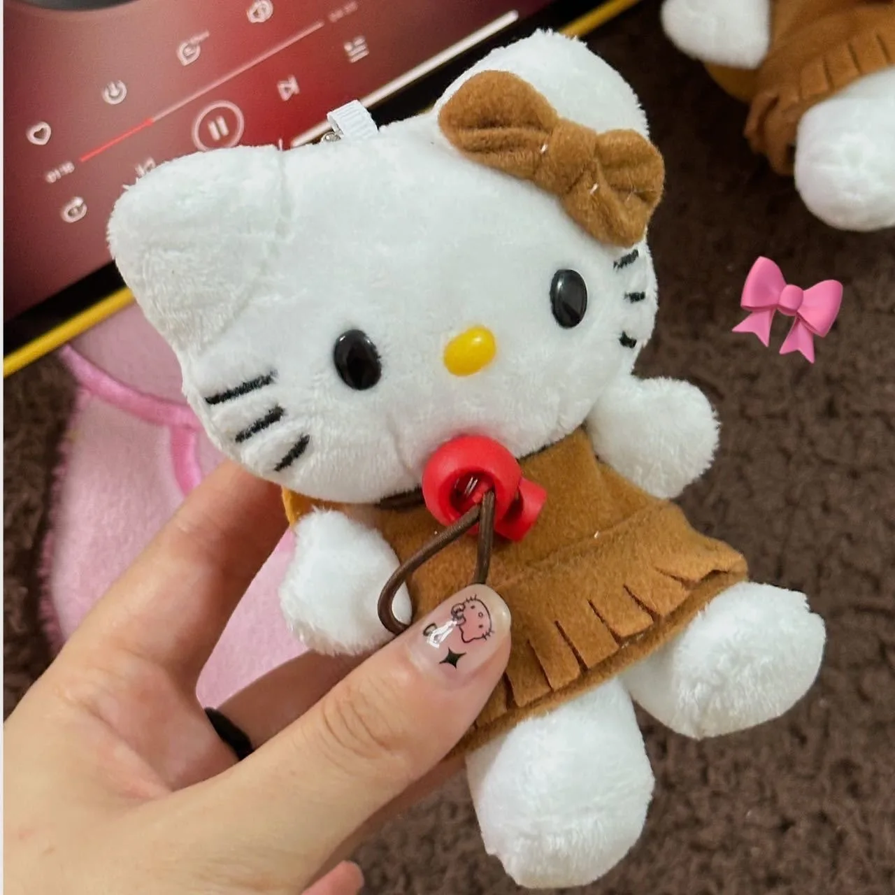 Hello Kitty Pendant Girl Heart Creative Gift Japanese Student Plush Bag Keychain Ornament Anime Accessories