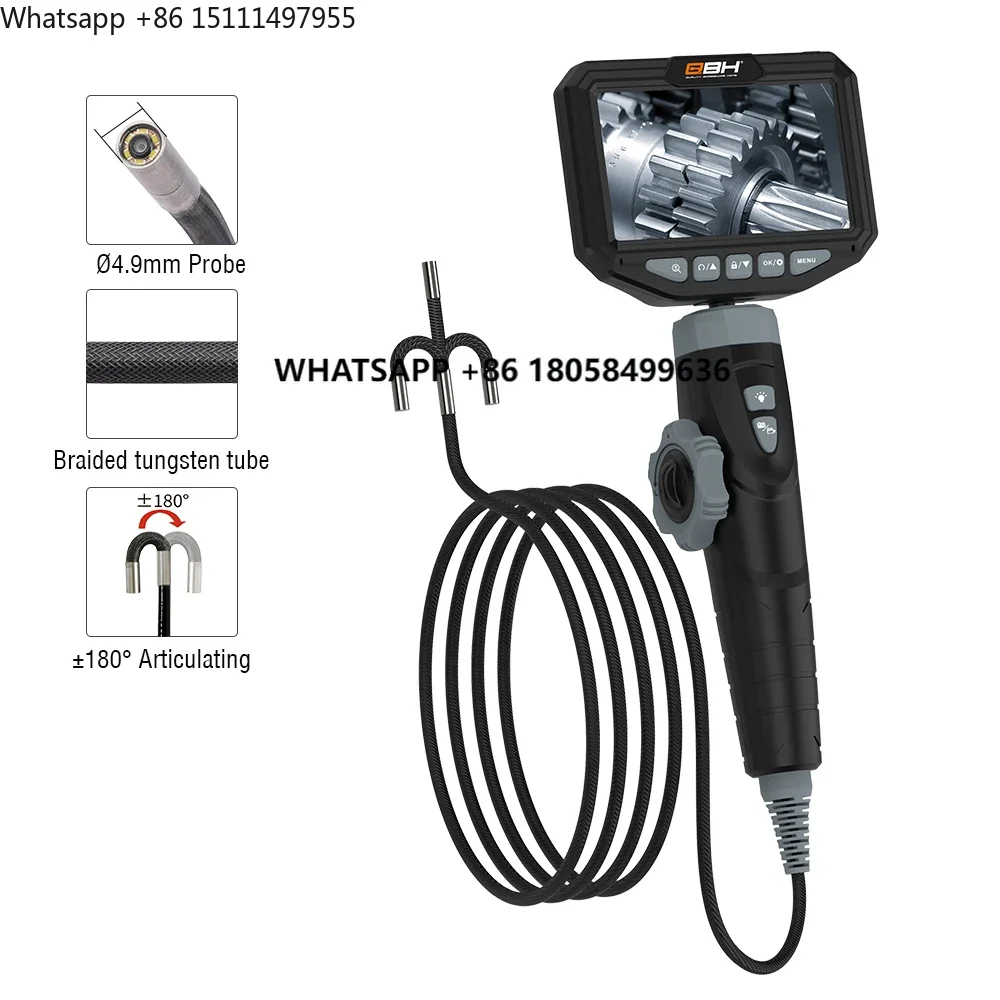 Portable Ultra Slim Snake  5.0HD Industrial Borescope for Automotive NDT Inspection with 2-Way Articulating Controller