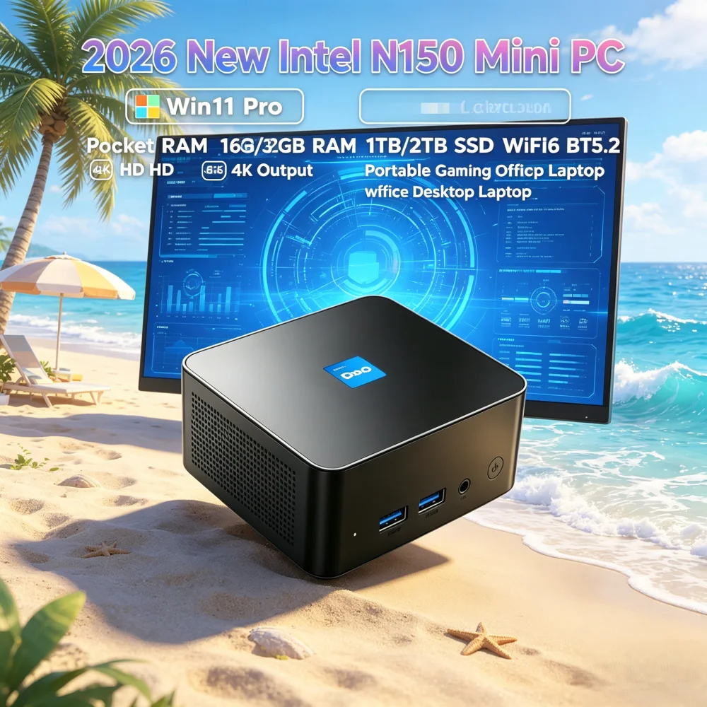 

2026 New Intel N150 Mini PC Win11 Pro 16GB/32GB RAM 1TB/2TB SSD WiFi6 BT5.2 Portable Gaming Office Desktop Laptop