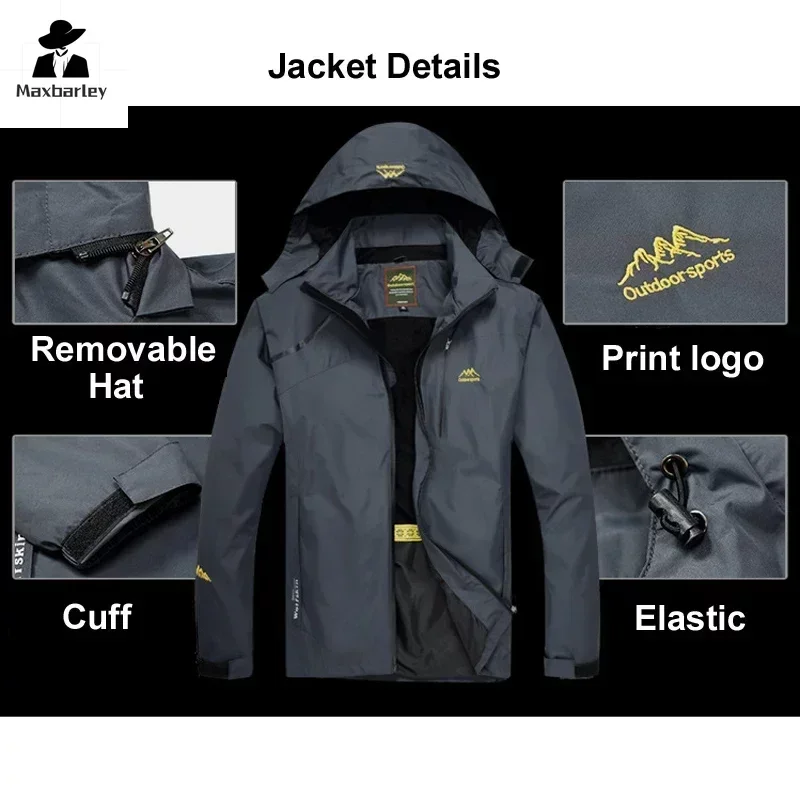 Men's Jackets Camping Spring Autumn Casual Men Outwear Raincoat Waterproof Hooded Coats Male Breathable Cargo Jackets 2024