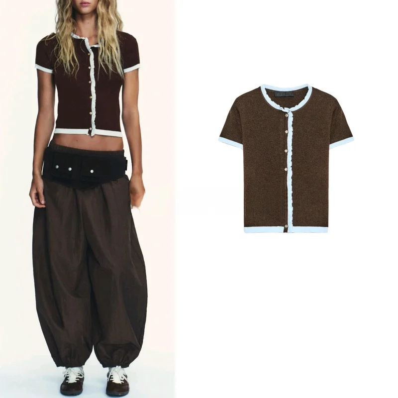 

Autumn New Women's Lazy Sle Knitted ort Sve round Ne Slim Fit Coat Button Decorated Color Blo Polyester Fiber