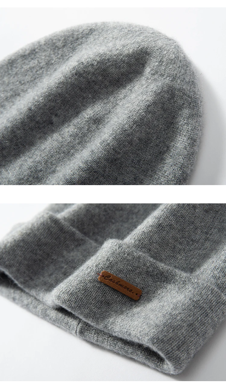 100 % Kaschmir, 2-lagige Mützen, solide Strickmützen, Unisex-Mütze, lässig, für Herren, Neujahr, Sonderpreis, Basic, weich, Damen, warme Haarmütze – Detail 15