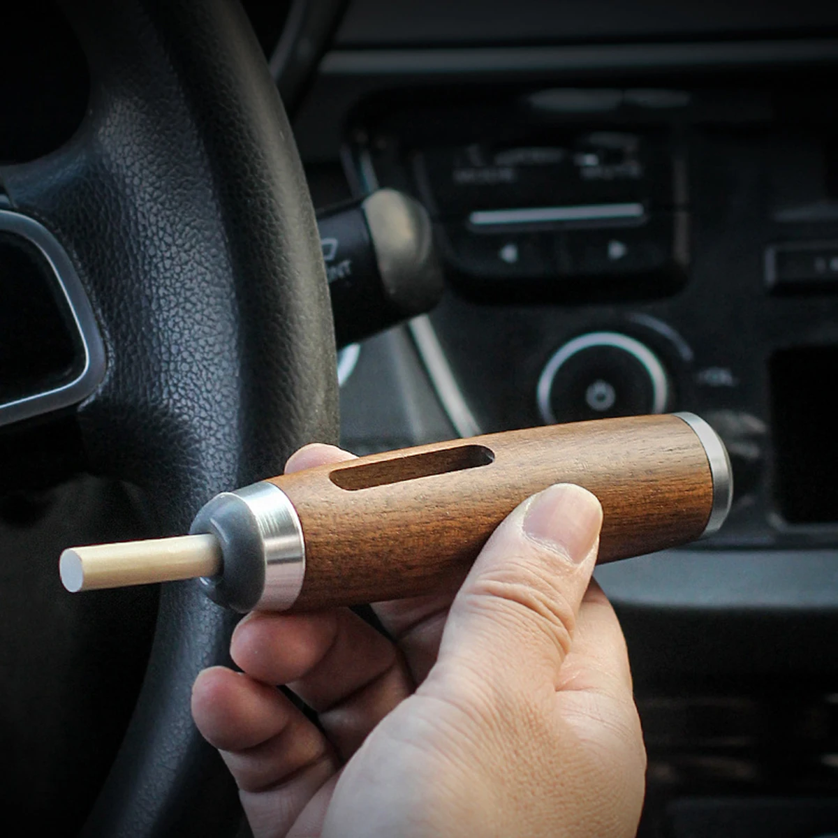 1 unidade Cinzeiro Sem Fumaça para Carro, em Nogueira, com Suporte para Cigarros que Não Permite Queda de Cinzas