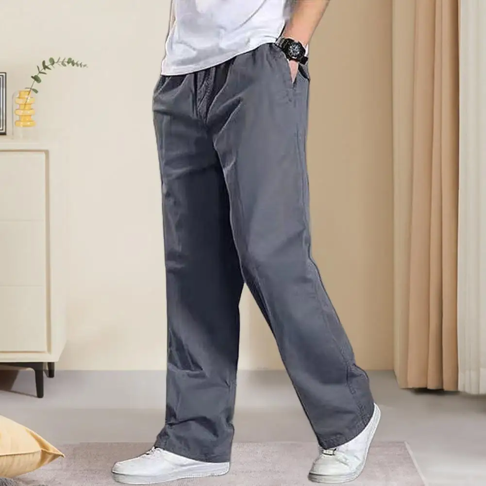Spring Autumn Thin Men's Casual Pants Work Pants Large Size Loose Men's Long Cargo Pants Elastic Waist Lightweight