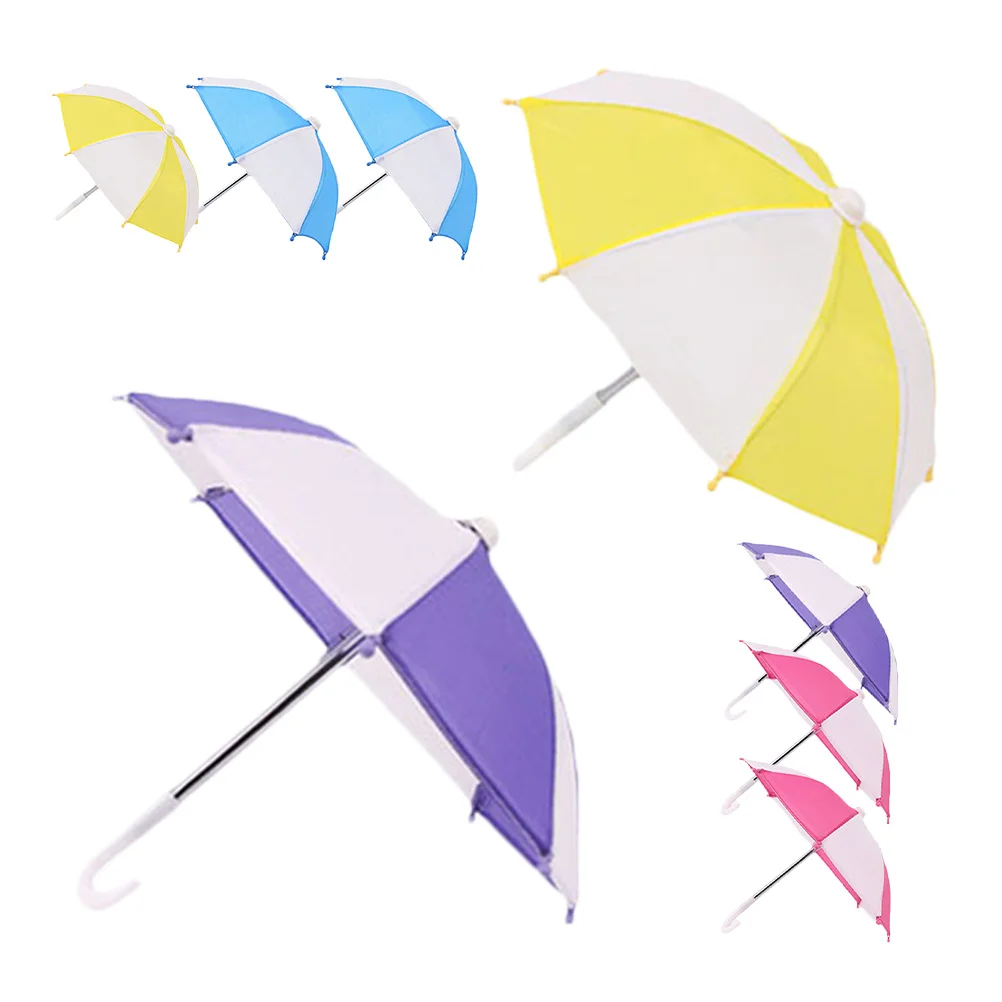 8 pçs guarda-chuvas de casa de bonecas em miniatura colorido pequenos guarda-chuvas para fingir jogar decoração fotografia adereços guarda-chuva