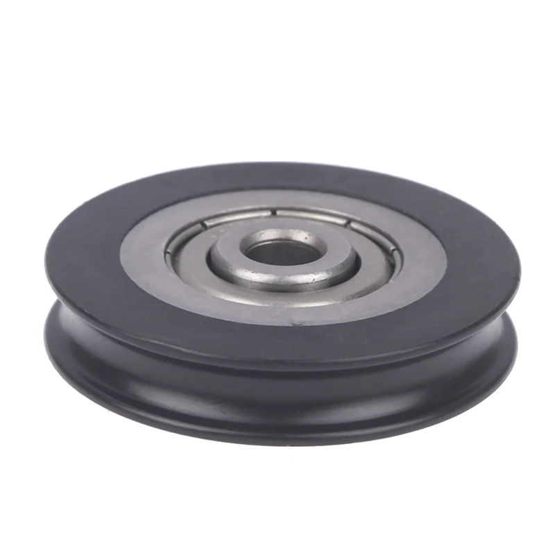 6*39*8mm Shift Door Pulley Concave Wheel U Groove Wire Rope Over Line Wheel, Rubber Wrapped Plastic Nylon Bearing Roller