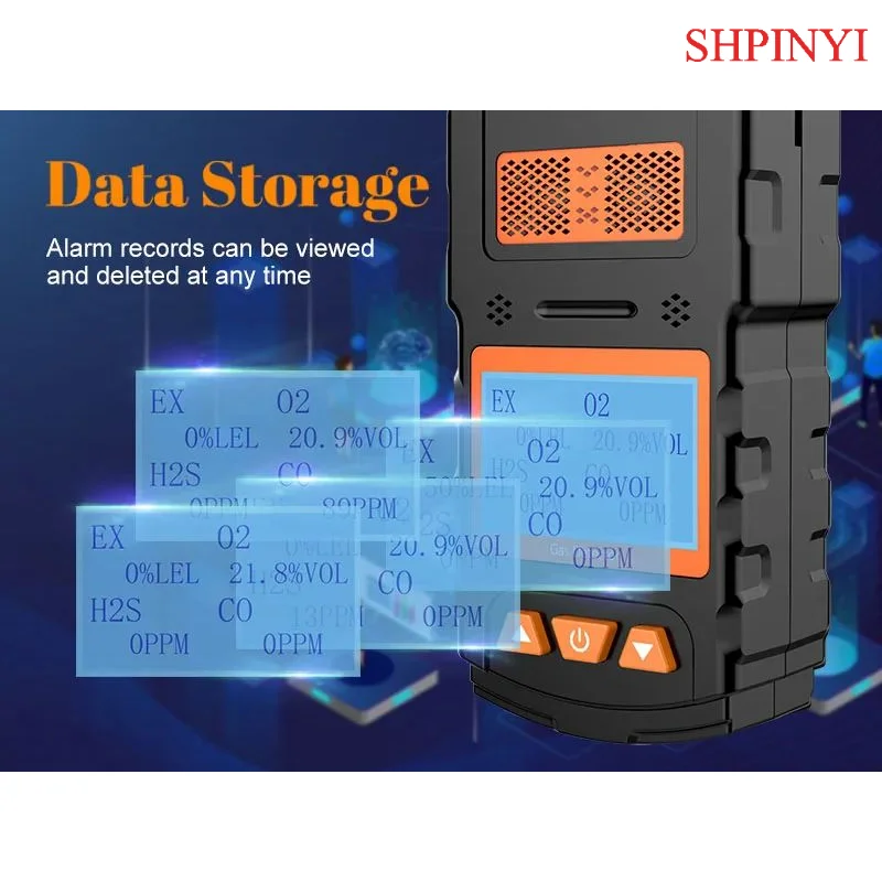 Aikesi Portable 4in1 Multi-Gas Detector Digital Biogas Analyzer Industrial Use Rechargeable Battery Combustible Leak Detector
