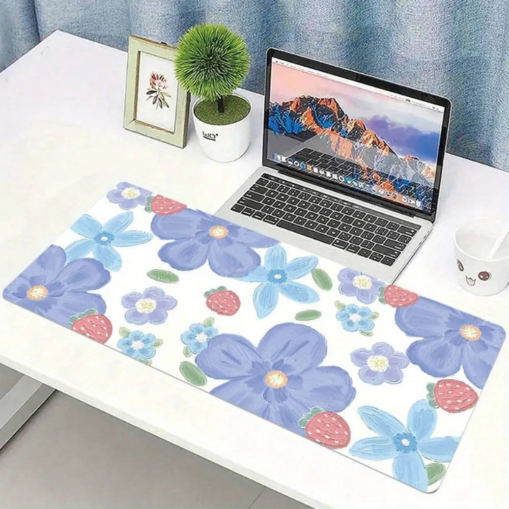 Fashionable blue aesthetic floral pattern, anti-slip inner lining, suitable computer desktop pads and workspace decoration