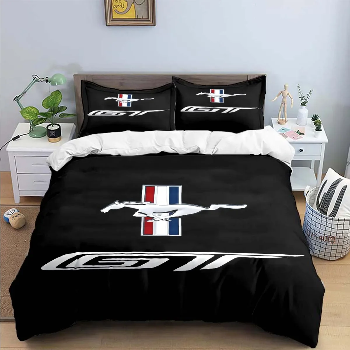 

Mustang Car Logo Print Bedding Sets Exquisite Bed Supplies Set Duvet Cover Bed Comforter Set Bedding Set Luxury Birthday Gift