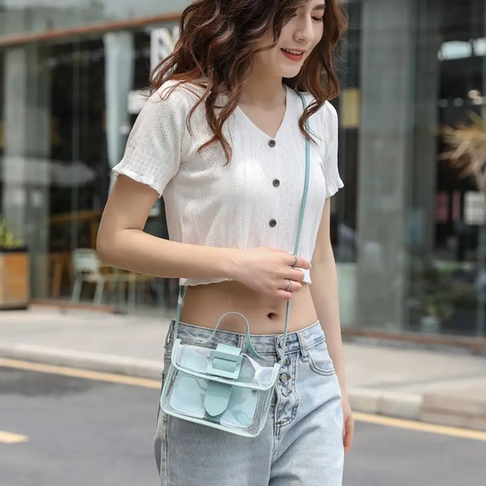 Portable Female Ins Style Transparent Mini Clutches Crossbody Bag Women Handbag Shoulder Messenger Small Square Bag