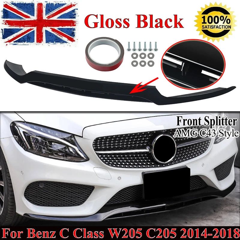 

Front Bumper Lip for Mercedes Benz C Class W205 2015-2018 Sport C43 AMG Style Front Lip Splitters Guard Protector Body Kits