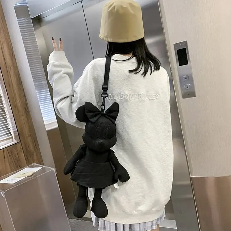 2023 New Dark Style Minnie Cute Cartoon Animal Casual Plush Shoulder Bag Fashion Girl Makeup Bag Creative Christmas Girl Gift