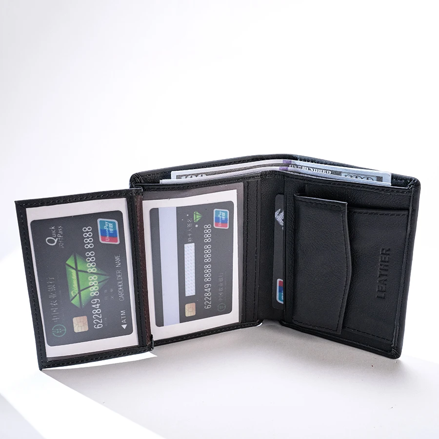 men\'s wallet Genuine Leather Wallets For Men Coin Purse Vintage Vertical business Credit Card Holder Money Bag Men\'s RFID wallet