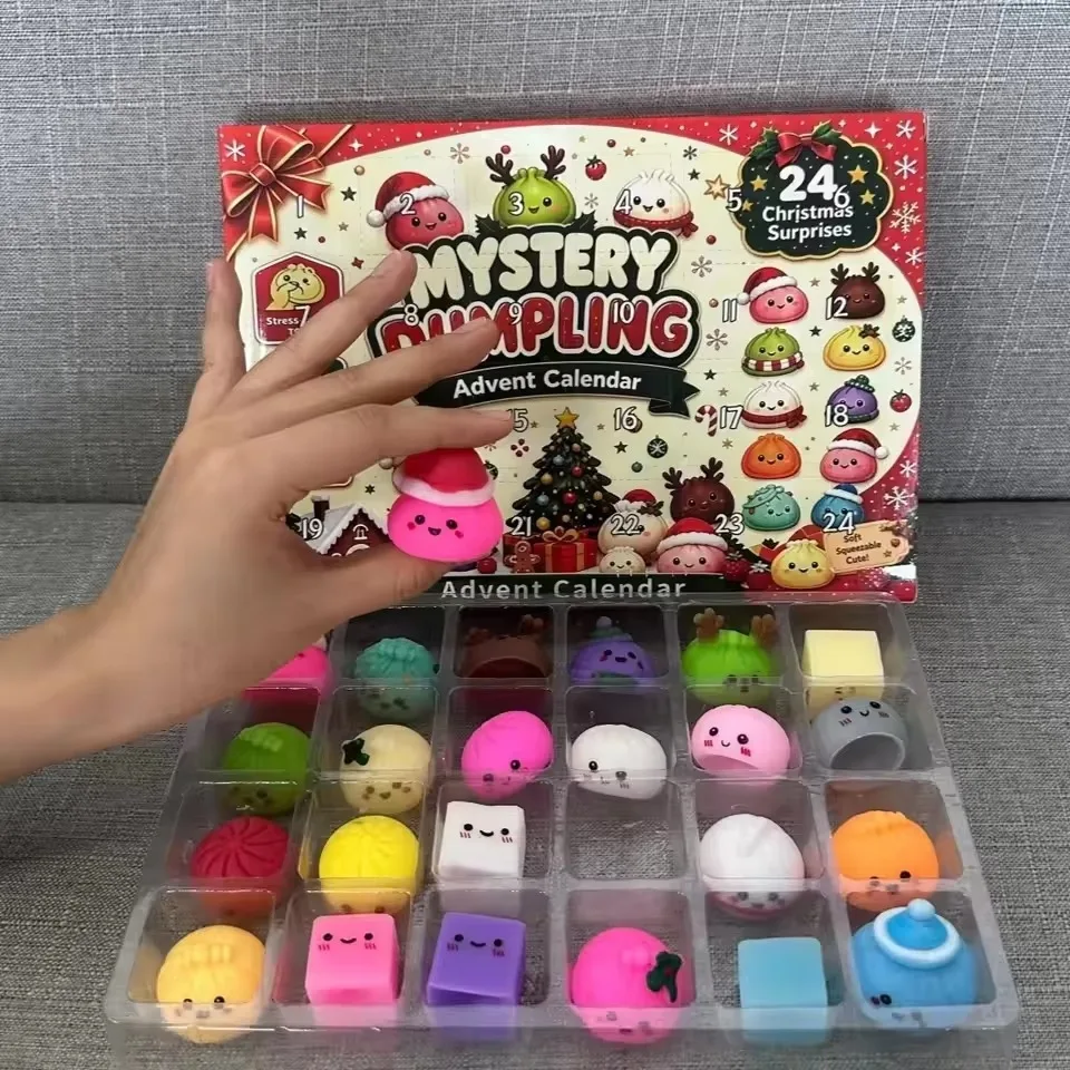 //Christmas Advent Calendar 24 Days Countdown Dumpling Squishy Toys Slow Rising Squeeze Fidget Sensory Decor Holiday Gift
