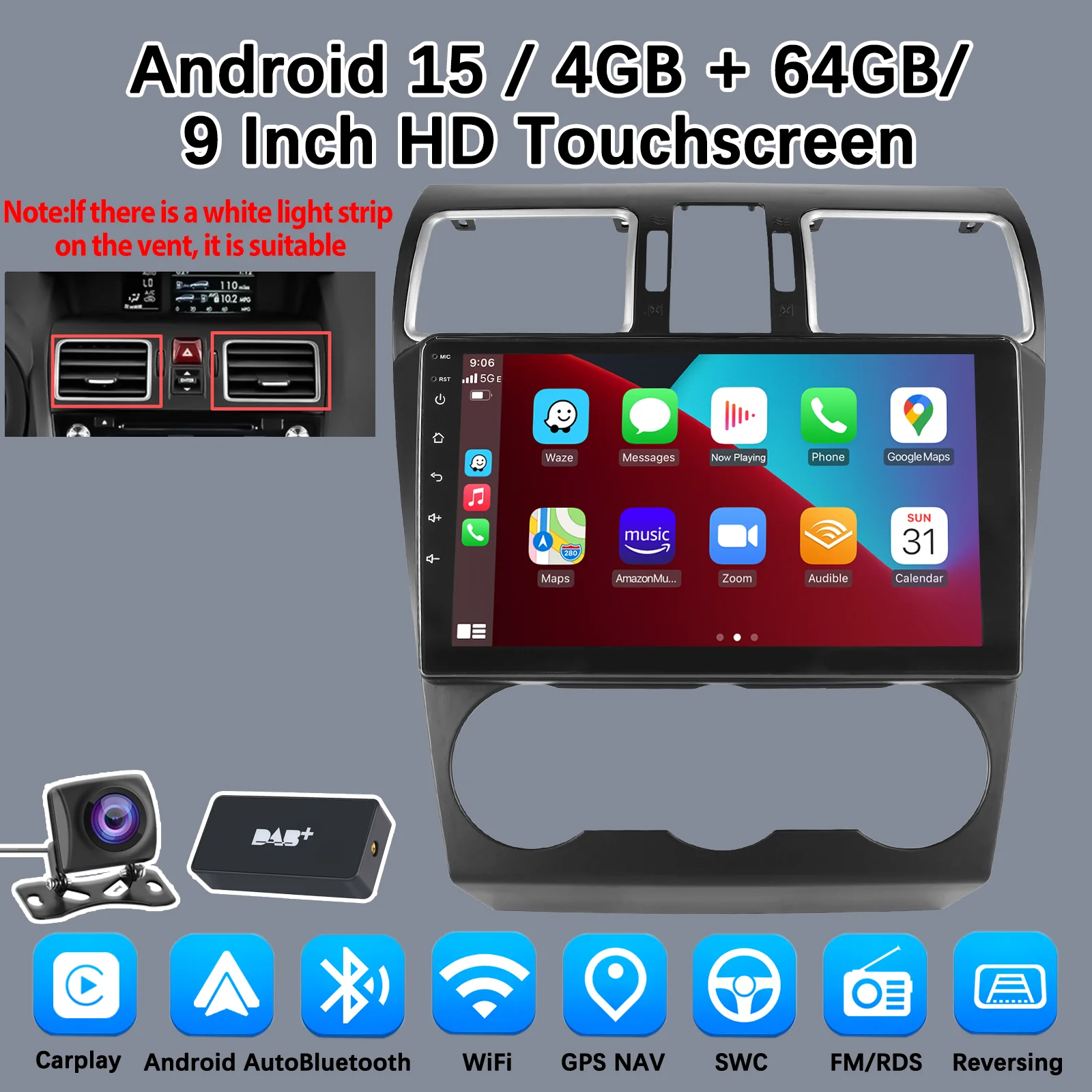 Carplay Android 15 Auto voor Subaru Forester 4 SJ XV WRX 2012-2015 2018 2 Din Auto Multimedia Stereo Speler GPS Navigatie Wifi