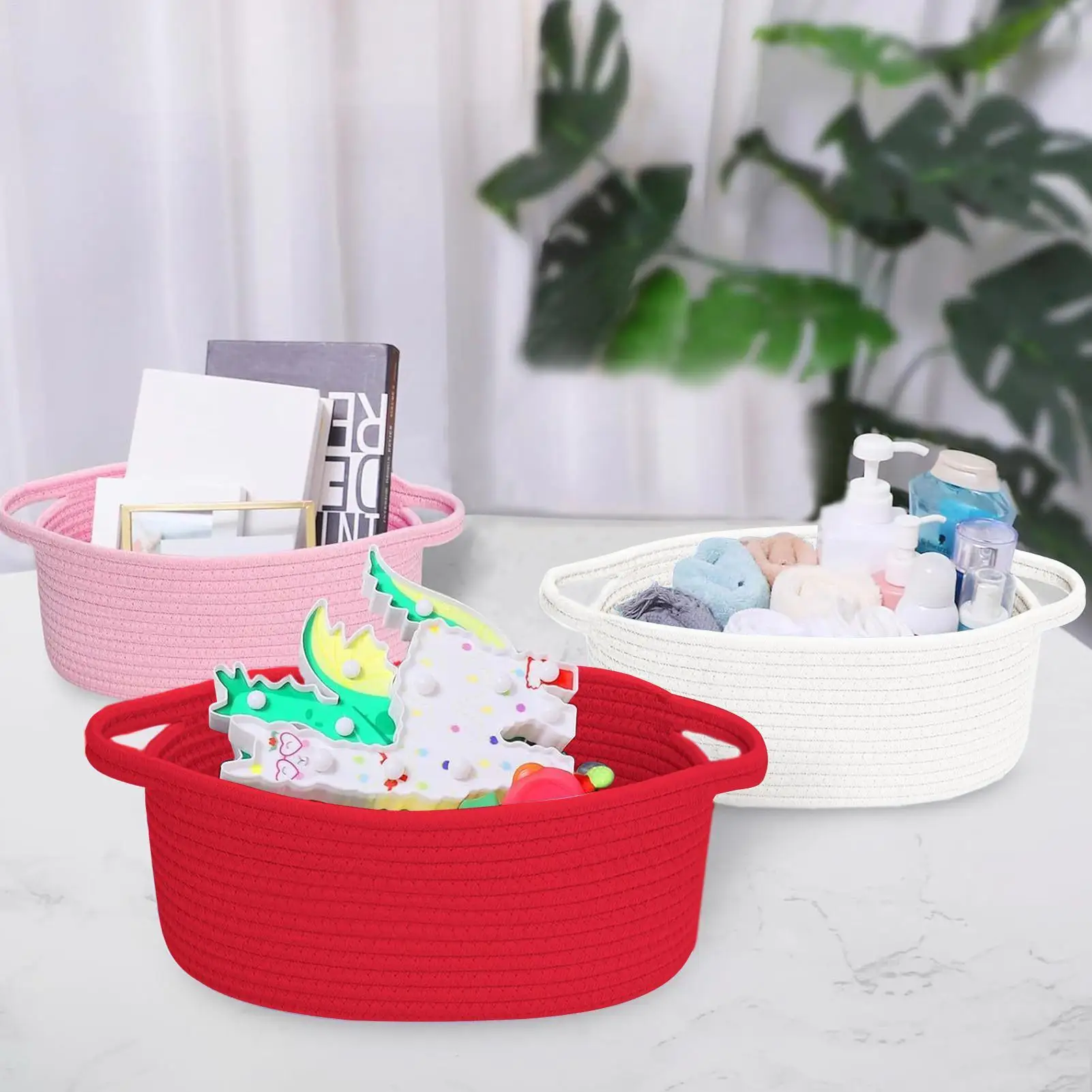 

Тканая корзина для хранения, декоративная коробка-органайзер с ручками для детских игрушек, многофункциональный органайзер для общежития, гостиной