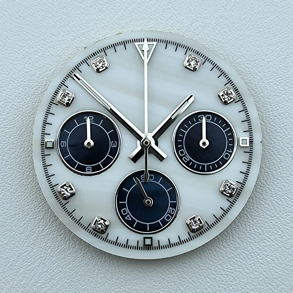 Hot 29.5mm VK63 chronograph dial Diamond Numerals Shell dial No Luminous fit VK63 quartz movement watch accessories