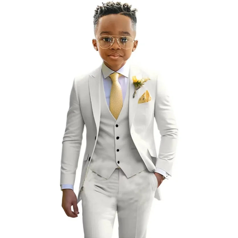 Boys Suit Mint Green Casual Blazer Slim Fit Young Clothes 3 Piece Set Kids Jacket Pant Vest Slim Fit Custom Wedding Tuxedo