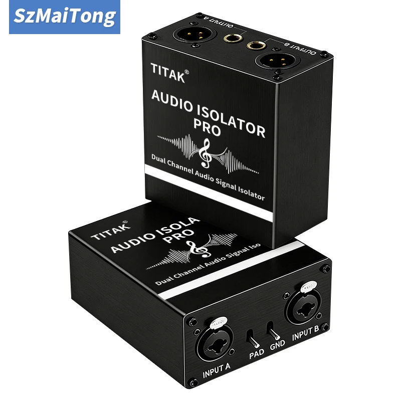 

TITAK Professional Balanced Audio Isolator Eliminate Ground Loop Noise Hum for Live Broadcast Studio Home Theater Audio System