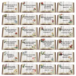 120 Pcs Spanish Floral Christian Stickers Inspirational Bible Verse Stickers Book Shaped Christian Motivational Decals.