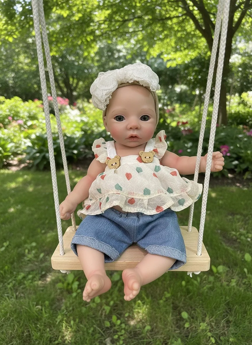 

SaskiaX 10-Inch Sam Bebe Reborn Doll Full Silicone Newborn Baby Girl with 3D Lifelike Details, a Mini Palm-Sized Doll Ideal
