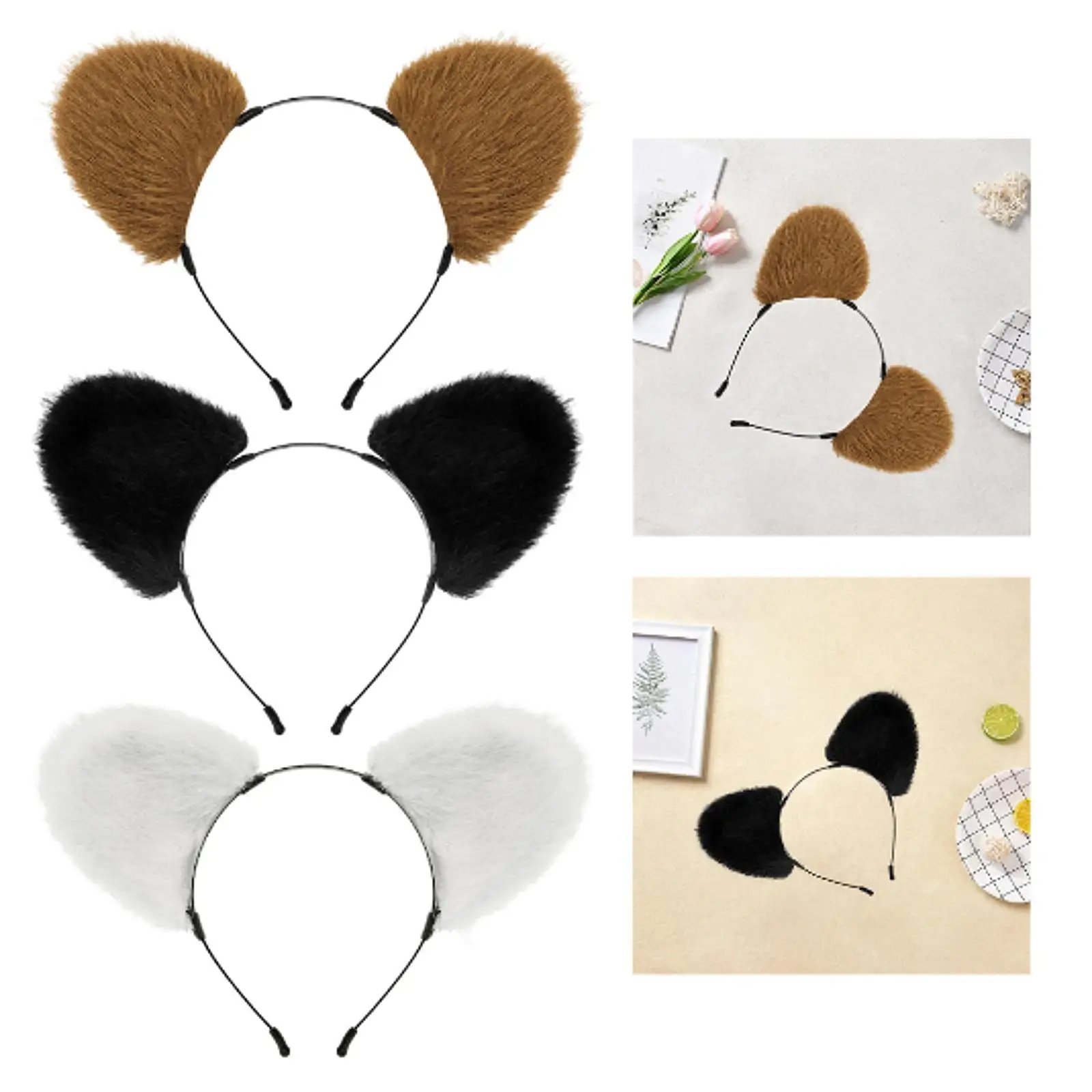 Fluffy Bear Ears Headband Cosplay Funny for Halloween Carnival Night Club