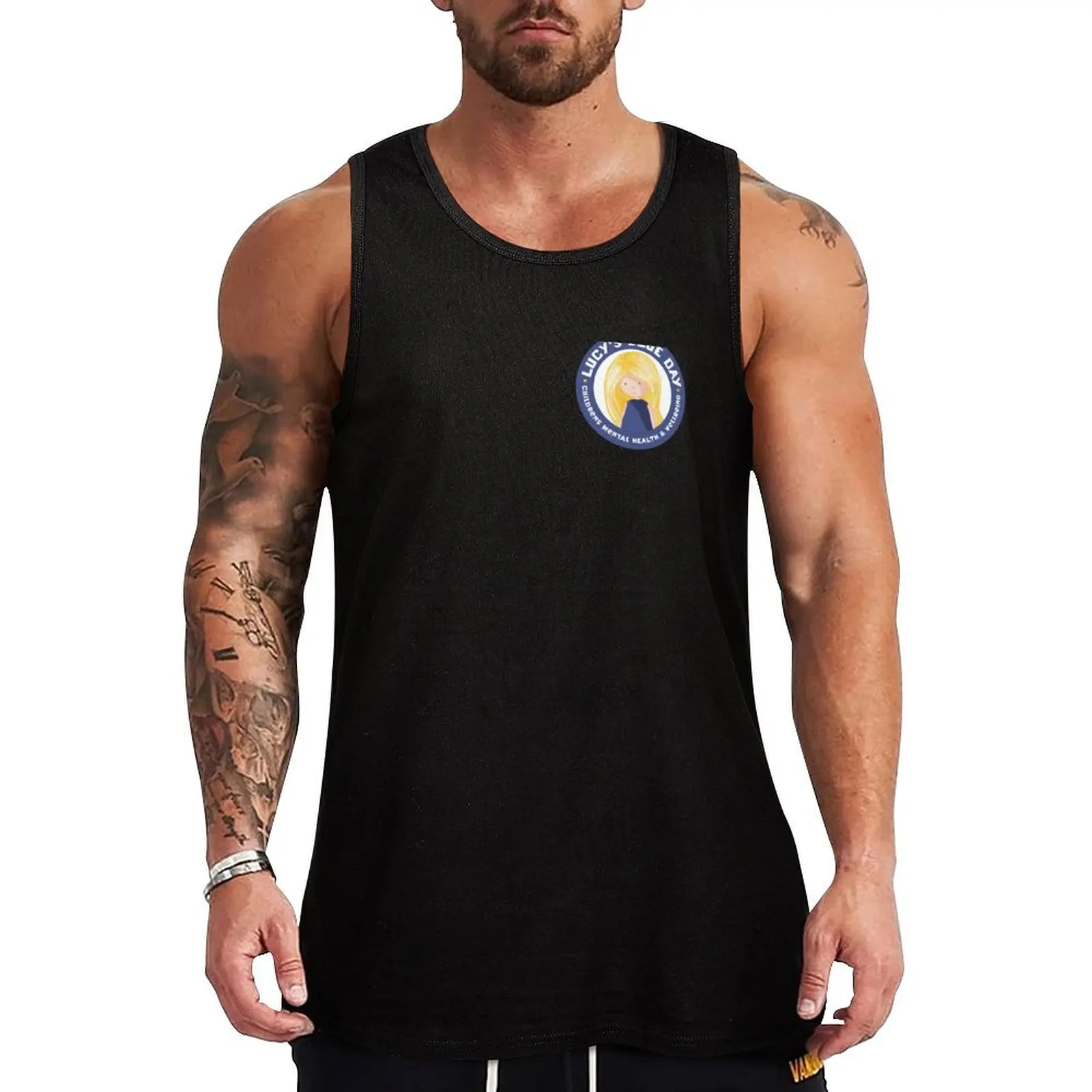 

Lucy's Blue Day Logo Tank Top men clothings Men's gym articles gym clothes for man Top summer