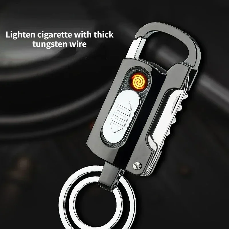 Multifunctional Metal Keychain Tungsten Wire Lighter With Lighting Bottle Opener Knife Screwdriver Nail File Windproof Lighter