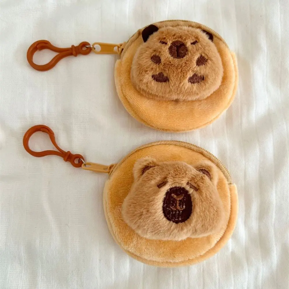 Cartoon Animal Capybara Plush Coin Purse Large Capacity Korean Style Small Capybara Handbag Card Holder Earphone Bag