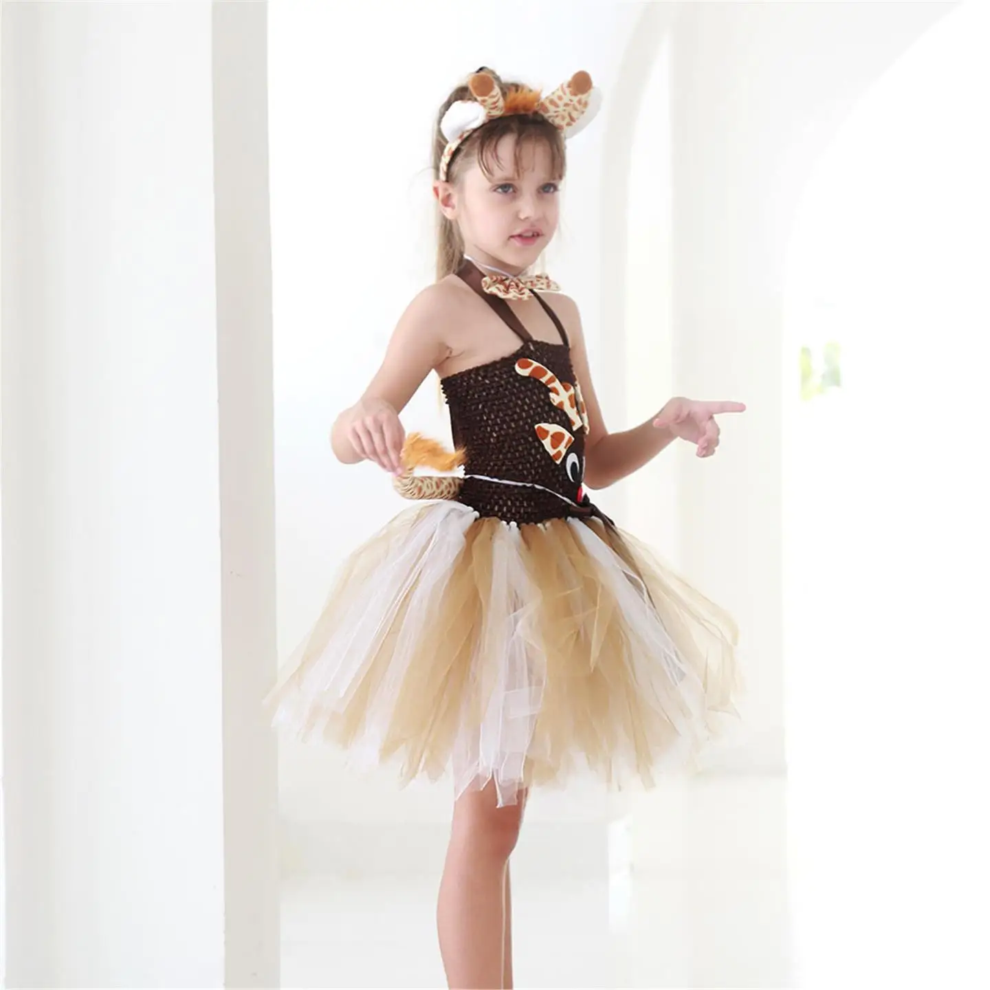 الأطفال Cisas تأثيري الغزلان دور بلانغ زي منتفخ تنورة لوهوين الفتيات الحيوان الزي أداء تنورة