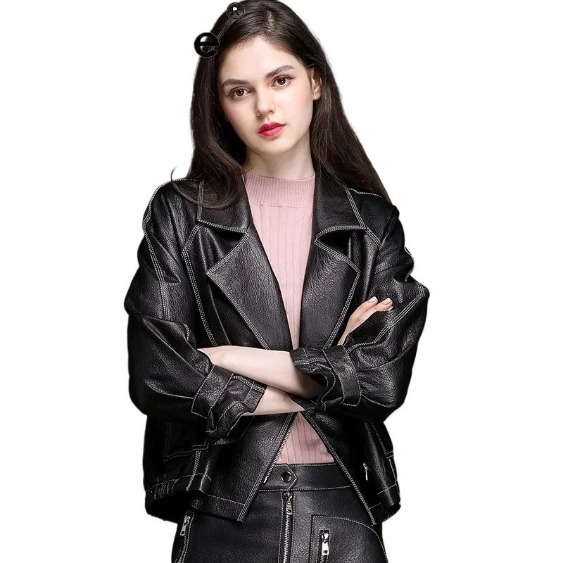 Tajiyane 100% 정품 가죽 자켓 여성 2021 가을 진짜 양피 코트 여성을위한 패션 바이커 자켓 Veste Femme Gmm726