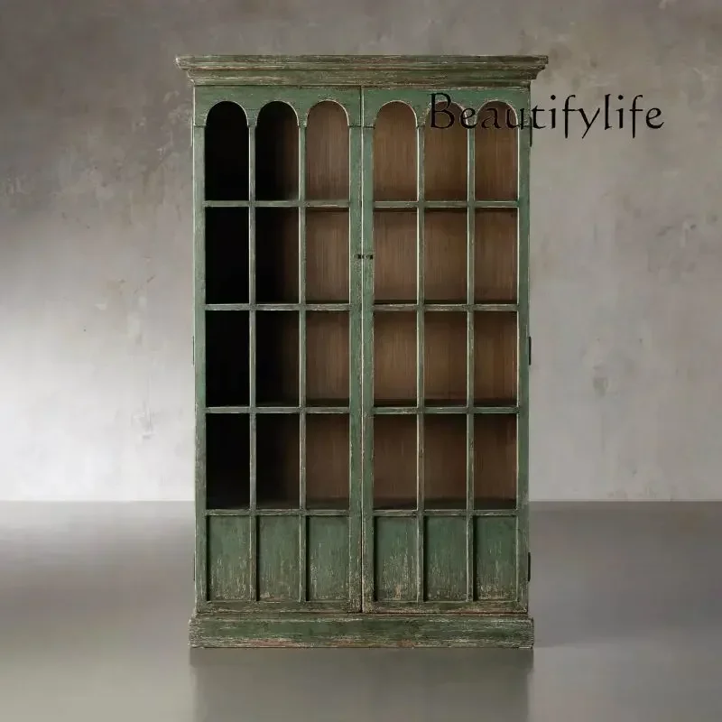 

American solid wood living room storage bookcase villa clubhouse display cabinet furniture
