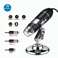 1600X Digital Microscope Camera 3in1 Type-C USB Mini Electronic Microscope with 8 LED Endoscope Magnifier For Soldering Repair