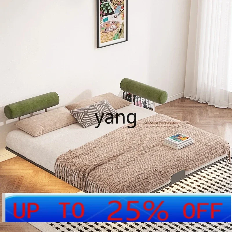 LMmedieval style adjustable bedside fabric carbon steel suspended small apartment double bed with guardrail