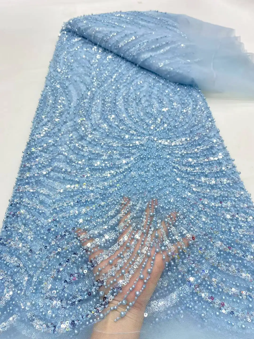 Африканский бисер, высокое качество, нигерийские блестки с жемчужным кружевом, французский тюль, кружевная ткань для шитья вечерних платьев